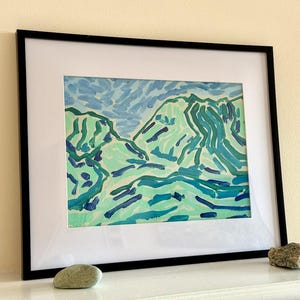 Landscape Acrylic Painting on Canvas Board, Cold Ridge, Contemporary Original Artwork
