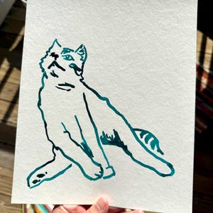 Curious Cat Painting - Ink on Paper - Original Artwork, 9”x11”