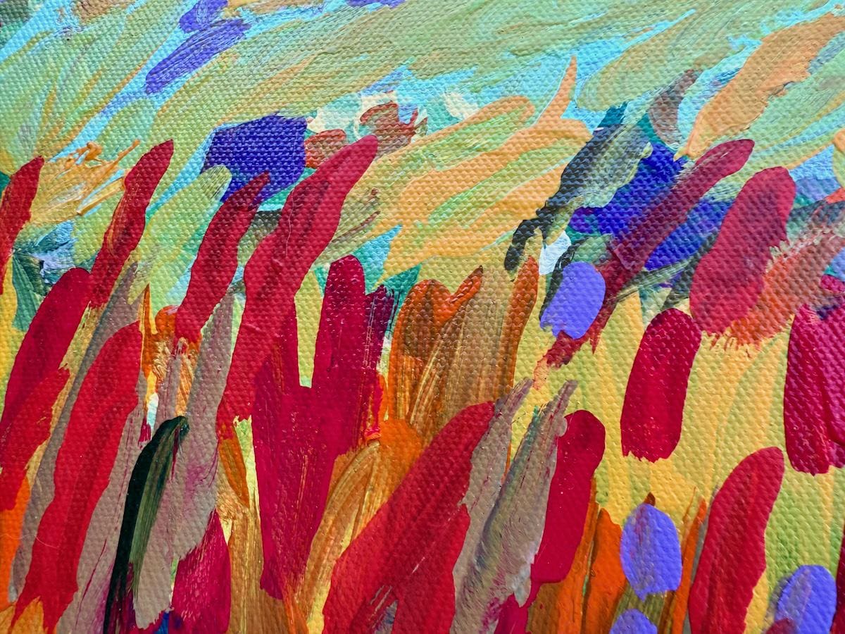 鮮やかな風景画 キャンバスに描かれたアクリル画 - 秋の色彩 - 印象派