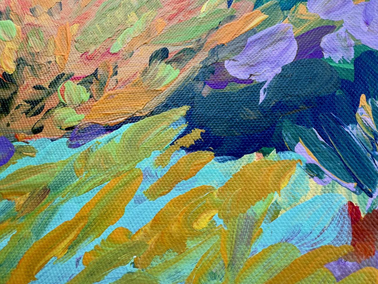 鮮やかな風景画 キャンバスに描かれたアクリル画 - 秋の色彩 - 印象派