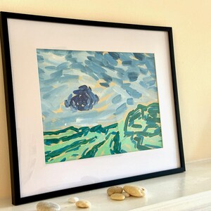 Landscape Acrylic Painting on Canvas Board, Cold Desert, Contemporary Original Artwork