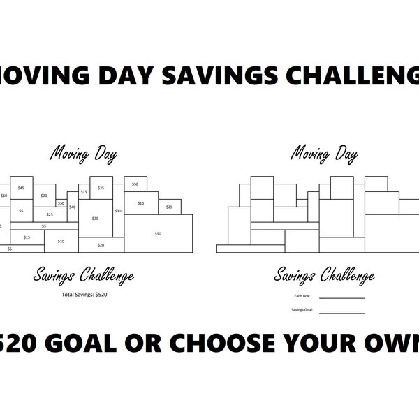 Printable - Moving Day Savings Challenge Tracker - Savings Goal - Choose Your Own - Digital Download - Low Income - Budget Challenge