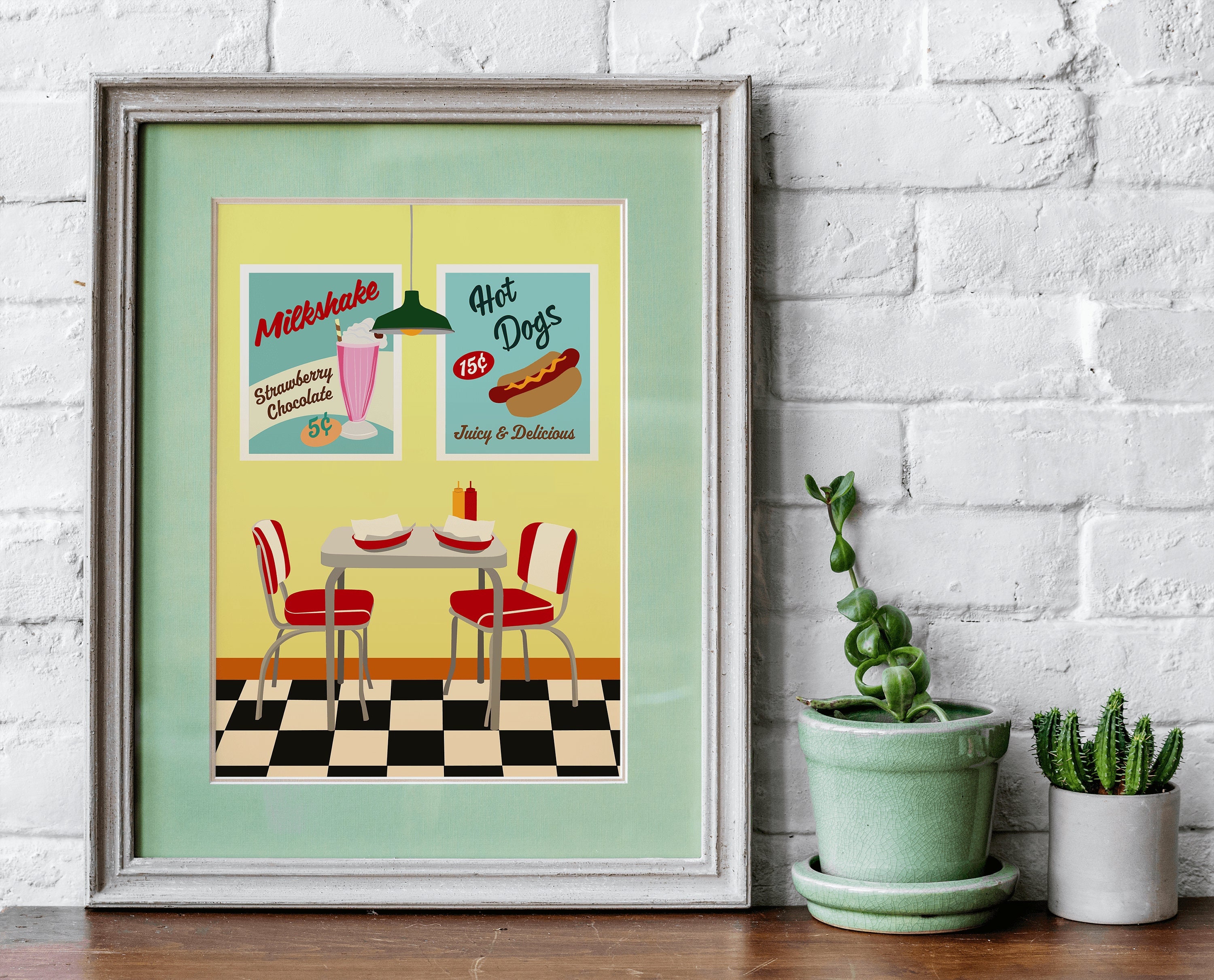 Retro Diner Illustration, Retro Posters, American Art, Wall Deco Art ...