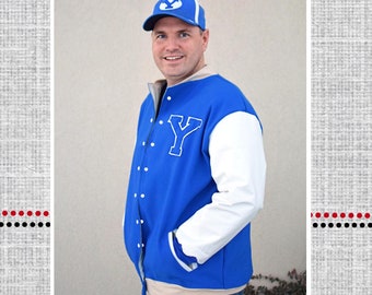 Patron de couture de veste Letterman pour adulte : tailles Brock's Varsity pour homme du XXS au 4X (Patron PDF)