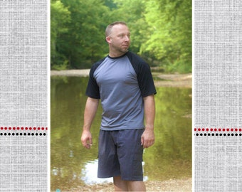 Adult Raglan Rash Guard Sewing Pattern: Fitted Swim Top Mens Sizes XS-XL (PDF Pattern)