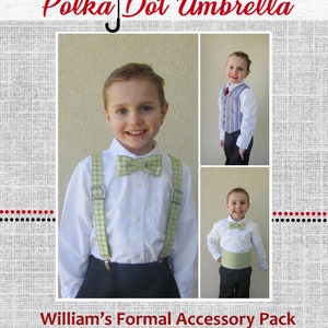 Kids Formal Wear Sewing Pattern: William's Vest, Suspenders, Cummerbund, 2 to 14 (PDF Pattern)