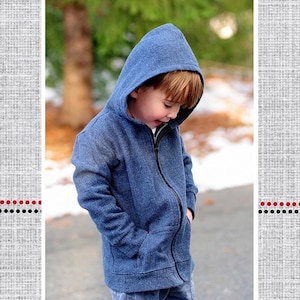 Kids Zip Hoodie Sewing Pattern: Damian&#39;s Hooded Jacket, Sizes 2 to 14 (PDF Pattern)