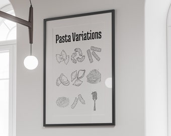 Pasta Variations | Premium Poster Print Matt | Wandkunst | Küchenposter | Retro Poster Art | Italien Vintage Poster