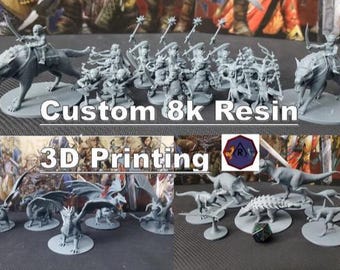 Custom 8K Resin 3D Printing Service/ STL Files/ Custom Tabletop RPGs, Minis, Terrain, and More