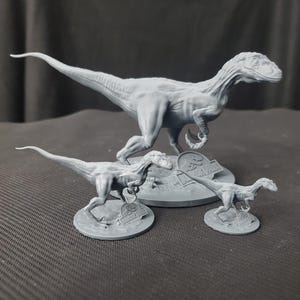 Velociraptor with Jurassic Logo/ Figure/ Pathfinder/ DND/ Miniature/ Unassembled Kit/ TTRPG