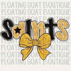 Saints with gold bow PNG, Saints digital download, Saints sublimation design