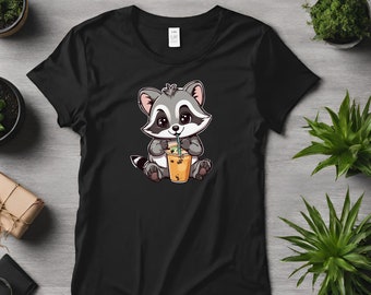 Cute Raccoon Boba T-shirt, Boba Tea Shirt
