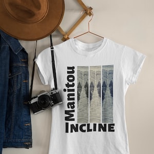 T-shirt Manitou Incline, camicia Manitou Springs in stile vintage, souvenir manitou, t-shirt realizzazione escursionistica, t-shirt inclinata, camicia Colorado