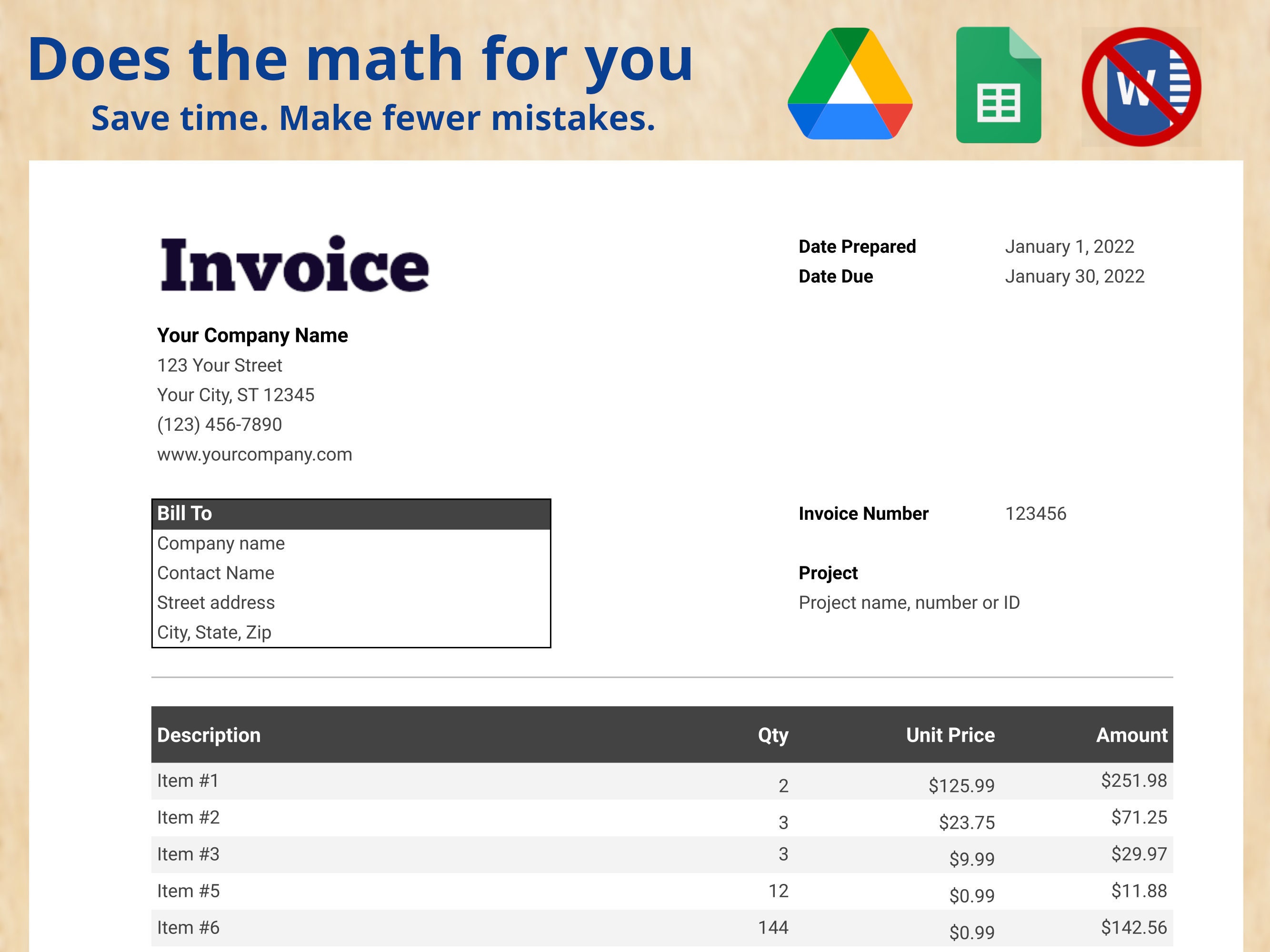 invoice template google docs editable invoice printable etsy
