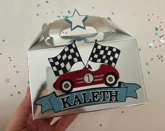 Vintage Race Car Treat Boxes: Personalized Party Favors (Set of 12)