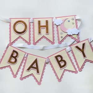 Oh baby sign, oh baby banner, over the moon baby shower banner, moon and stars baby shower decor, baby shower decorations, moon baby