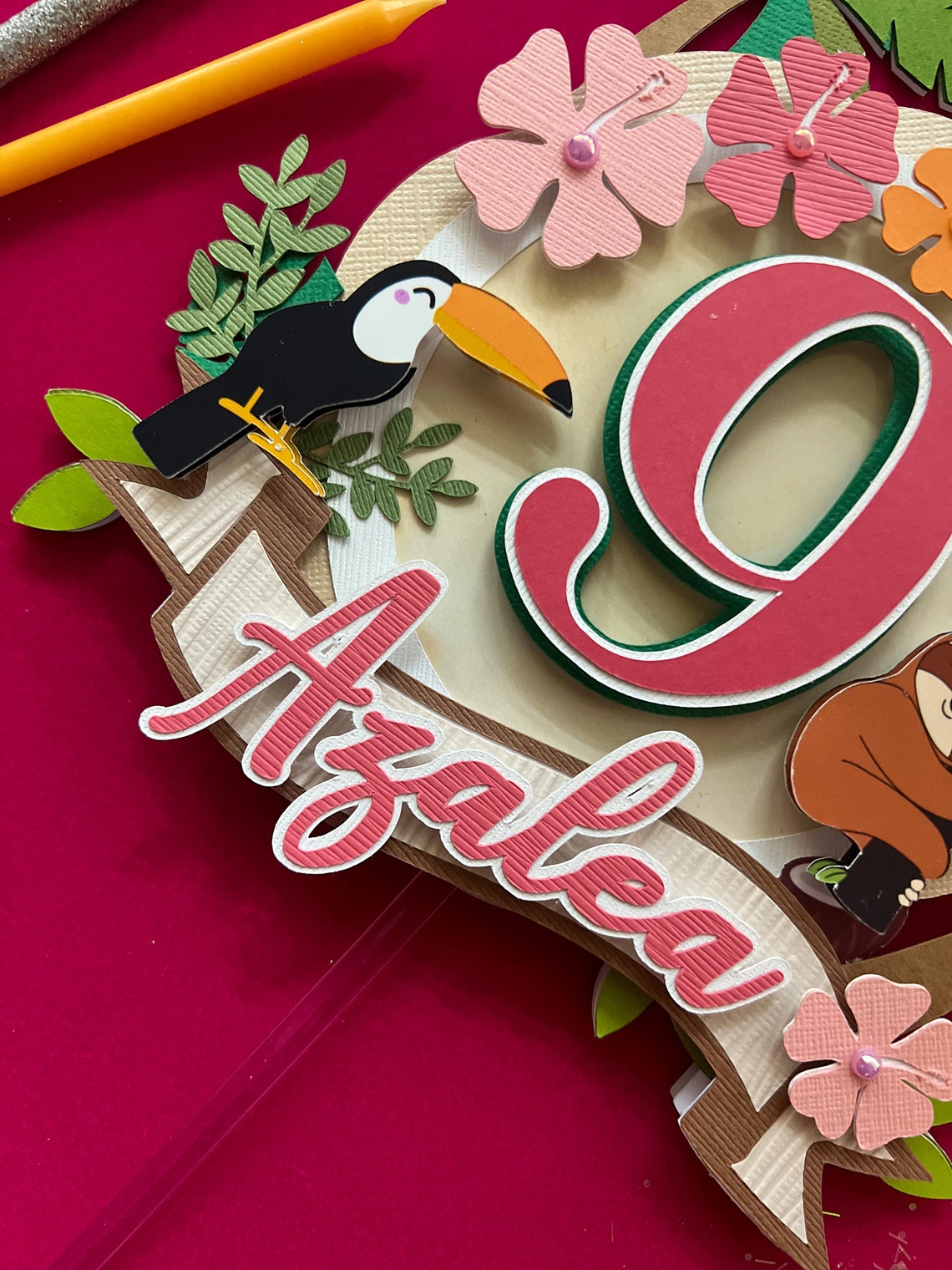 INNORU Frog Birthday Cake Topper - Cute Rainforest Party Decor With Black Glitter Design