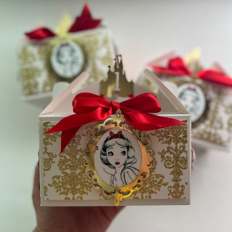 Snow White Favor Boxes, Princess Party Favor Boxes, Princess Treat Boxes, Snow White Candy box image 1