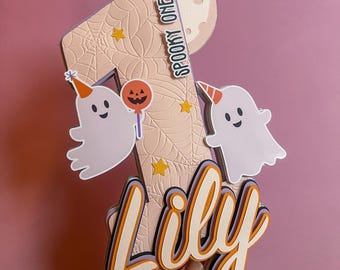 Spooky One Cake Topper: Ghost 1st Birthday Party Decor