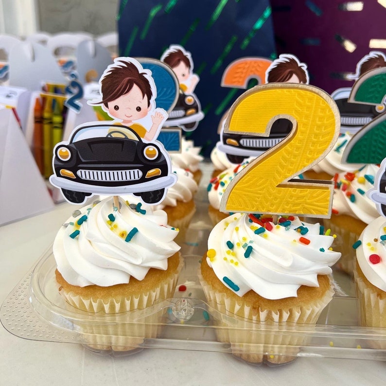 Two Fast Cupcake Toppers Two Fast Birthday Decoration Etsy