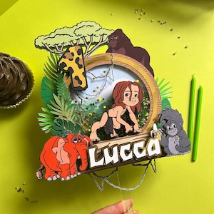 3D Jungle Boy Cake Topper: Safari Birthday Party Decoration