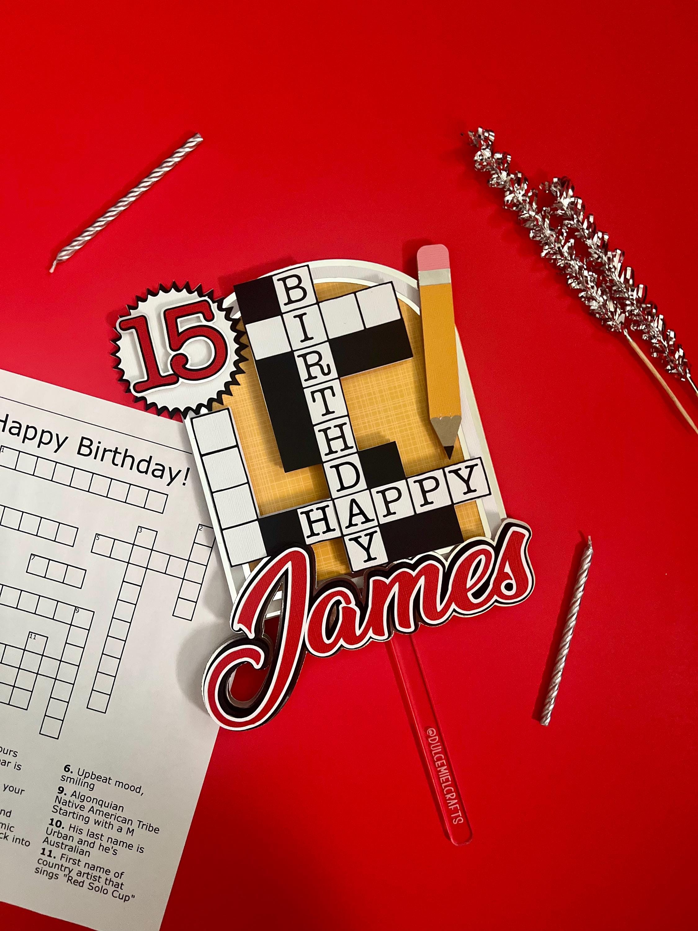 Crossword Puzzle Cake Topper: Game Night Party Decoration - Etsy