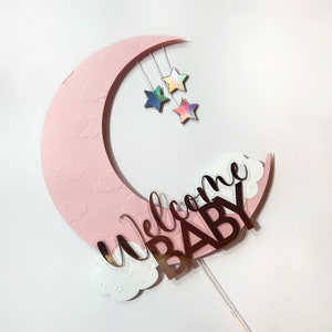 over the moon cake topper, moon and stars cake topper, baby shower cake topper, dreamy cake topper, welcome baby decor