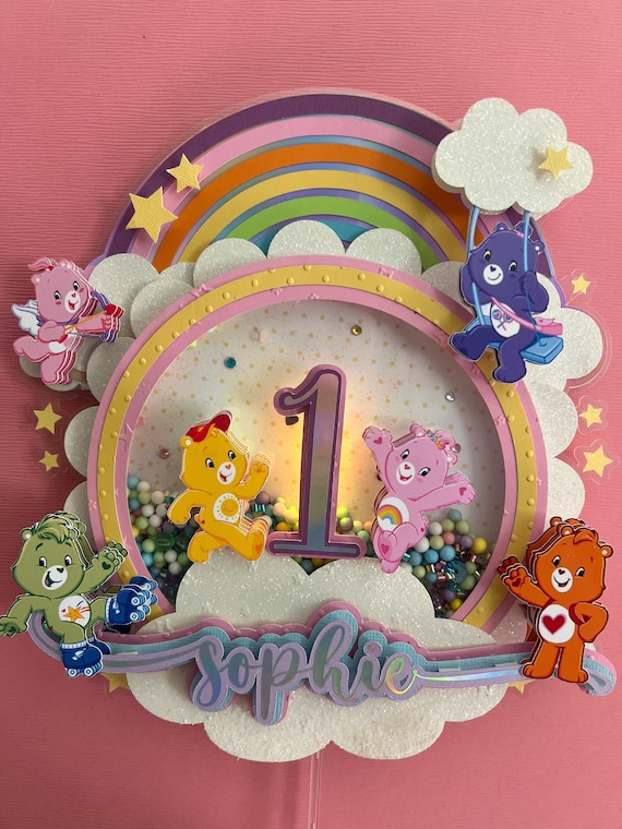 Care Bear Inspired Cake Topper, Rainbow Cake Topper, Custom Cake Topper, Care  Bear Party Decorations, 