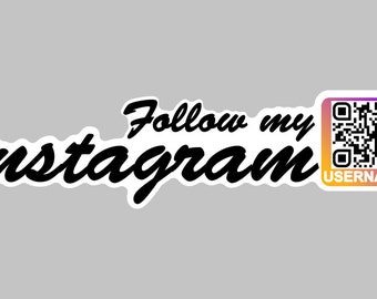 Adesivi Instagram 5 pezzi 15 x 3,8 cm con codice Qr individuale e nome