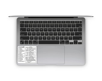 MacBook Pro Air Shortcut Befehle Tastenkombinationen AufkleberSTICKER