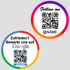 1-12 Stück Google Instagram Aufkleber 10cm Durchmesser mit Individuellem Logo und Qr Code. Sammeln von Bewertungen oder Followern