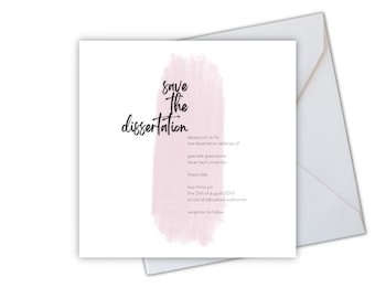 phd defense invitation Dissertation Invitation PhD EdD Doctoral Defense Instagram Post Square Invitation (Blush Pink Paint Swatch Minimalism)
