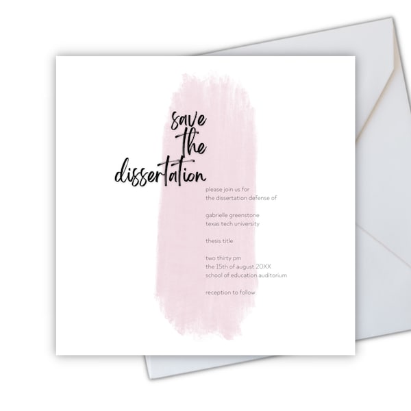 Dissertation Defense Invitation Etsy