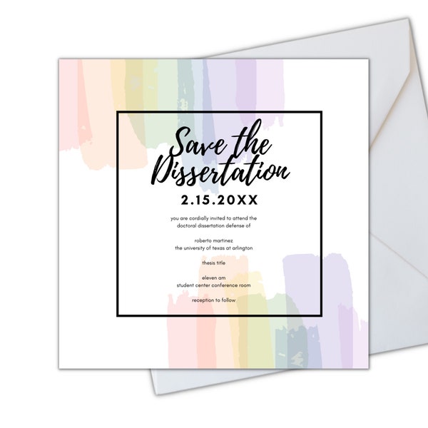 Dissertation Defense Invitation Etsy