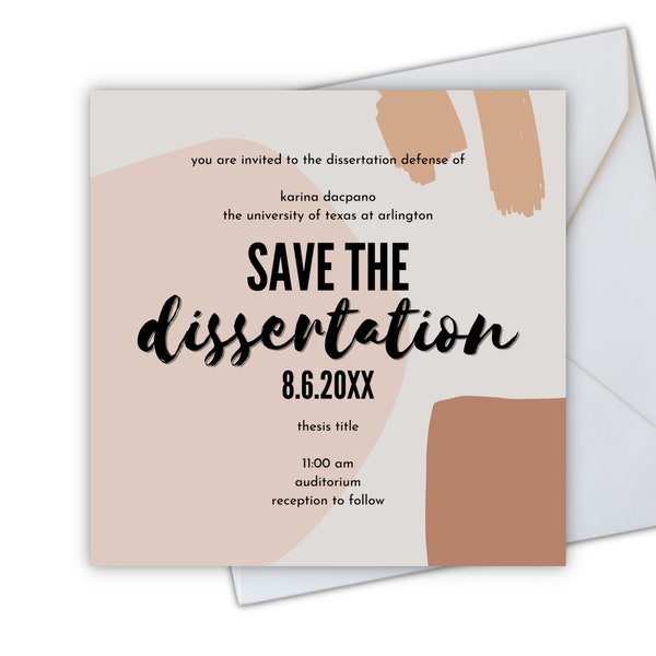 Dissertation Defense Invitation Etsy