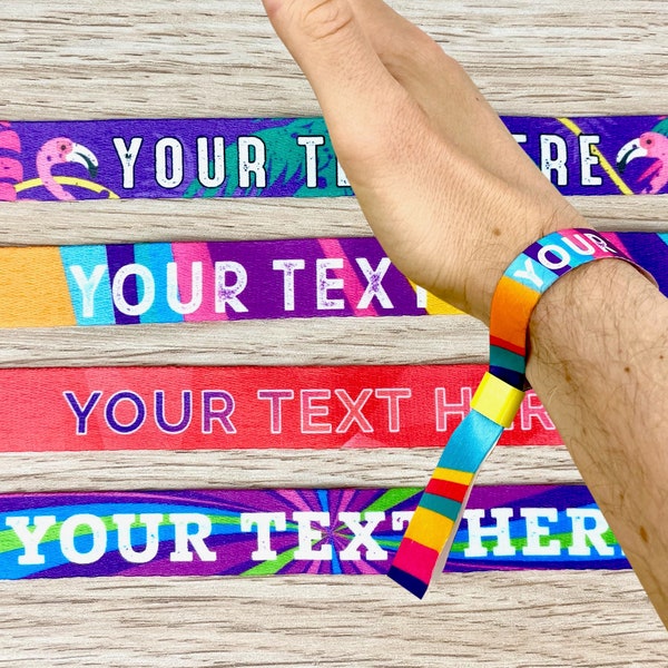 Personalisierte Festival Armbänder: Gastgeschenk für Firmenfeier & Geburtstag, Bedruckte Stoffbändchen als individuelles Festival-Accessoire