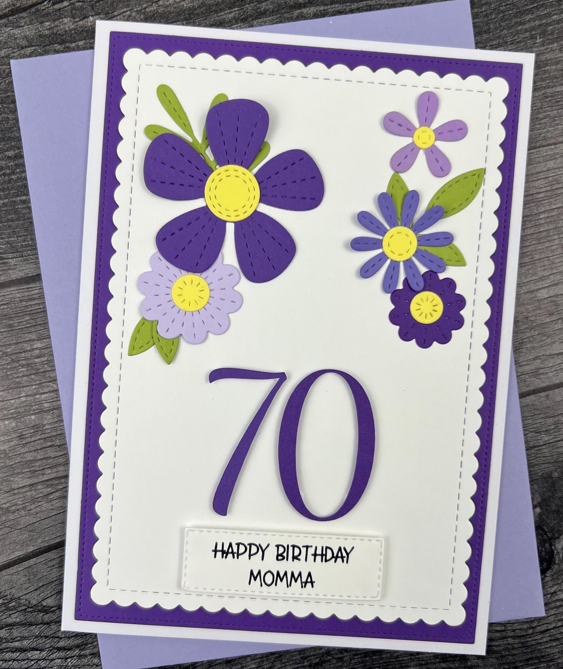 70th Birthday Card, Handmade and Personalized for Her, Beautiful Floral ...