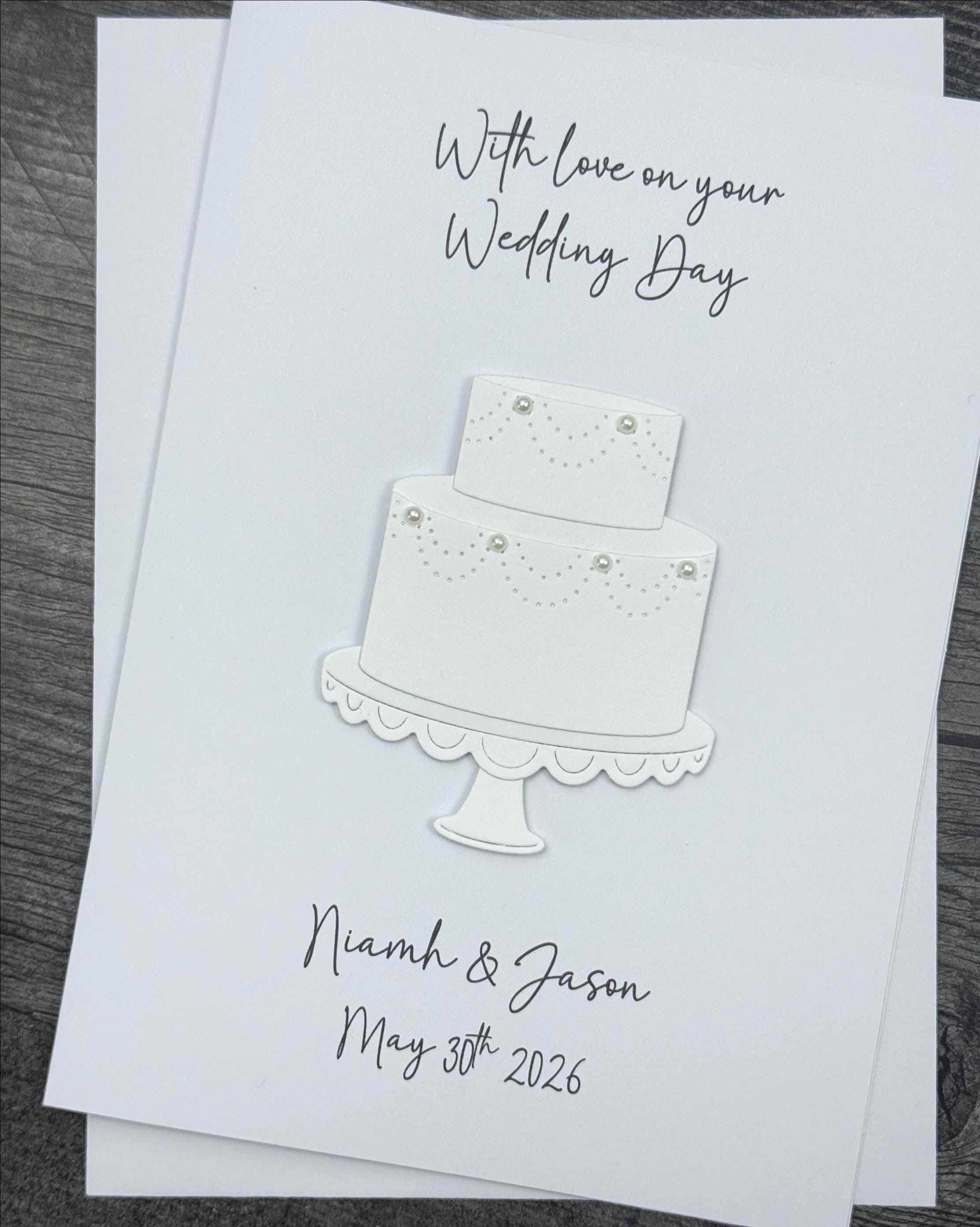 Wedding Day Card With Cake Design. Handmade and Personalized. Customize ...