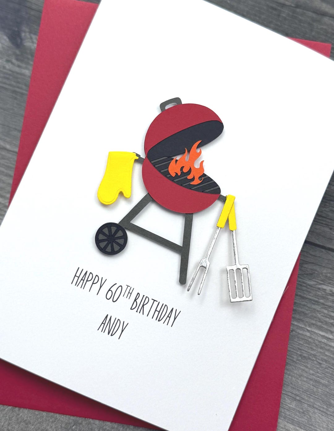 Birthday Card Featuring A BBQ Grill Design, Handmade and Personalized ...
