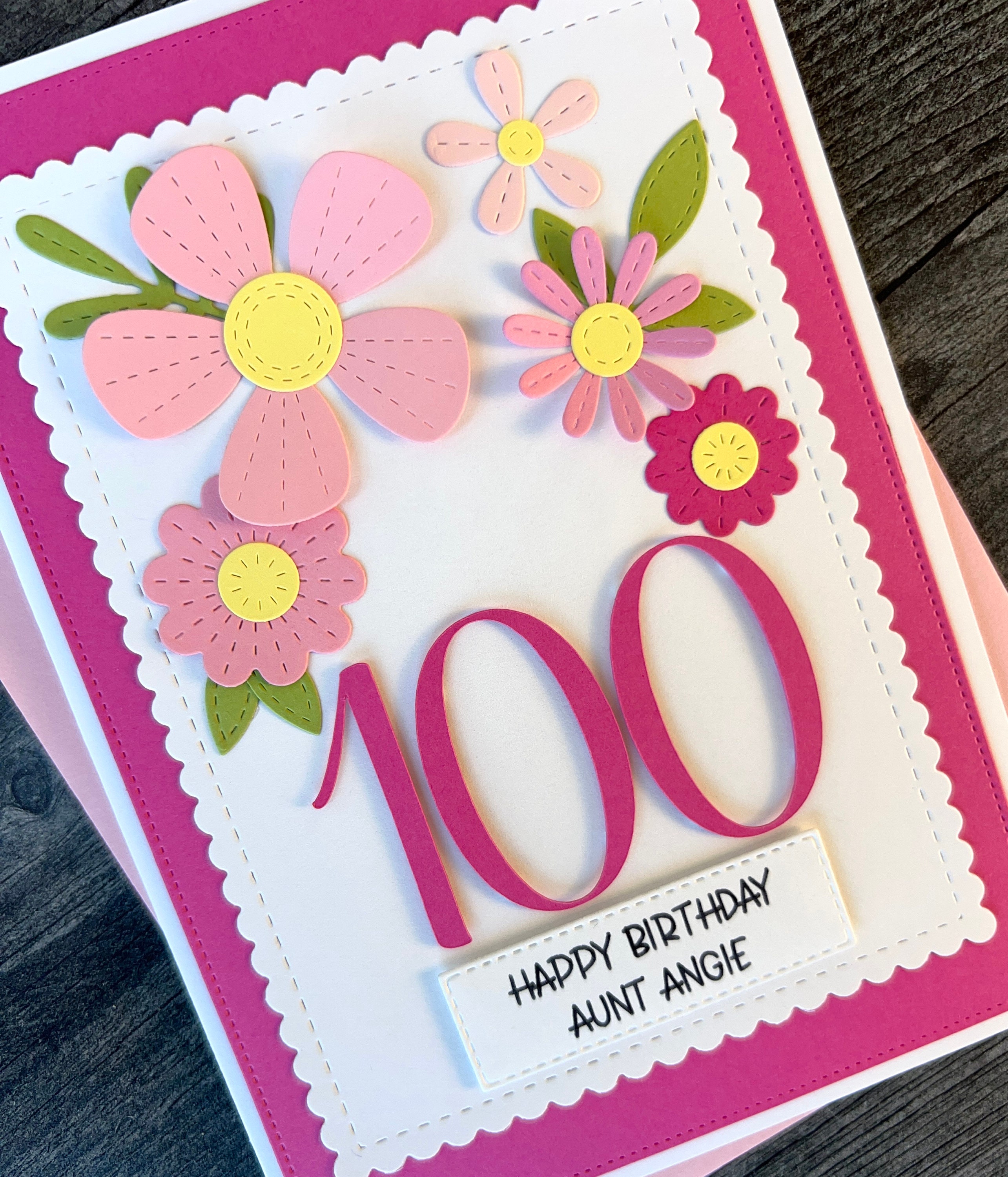 100th Birthday Card, Handmade and Personalized for Her, Beautiful ...