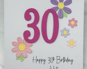 Personalized Birthday Card, Flowers, Handmade For Her, Any Age