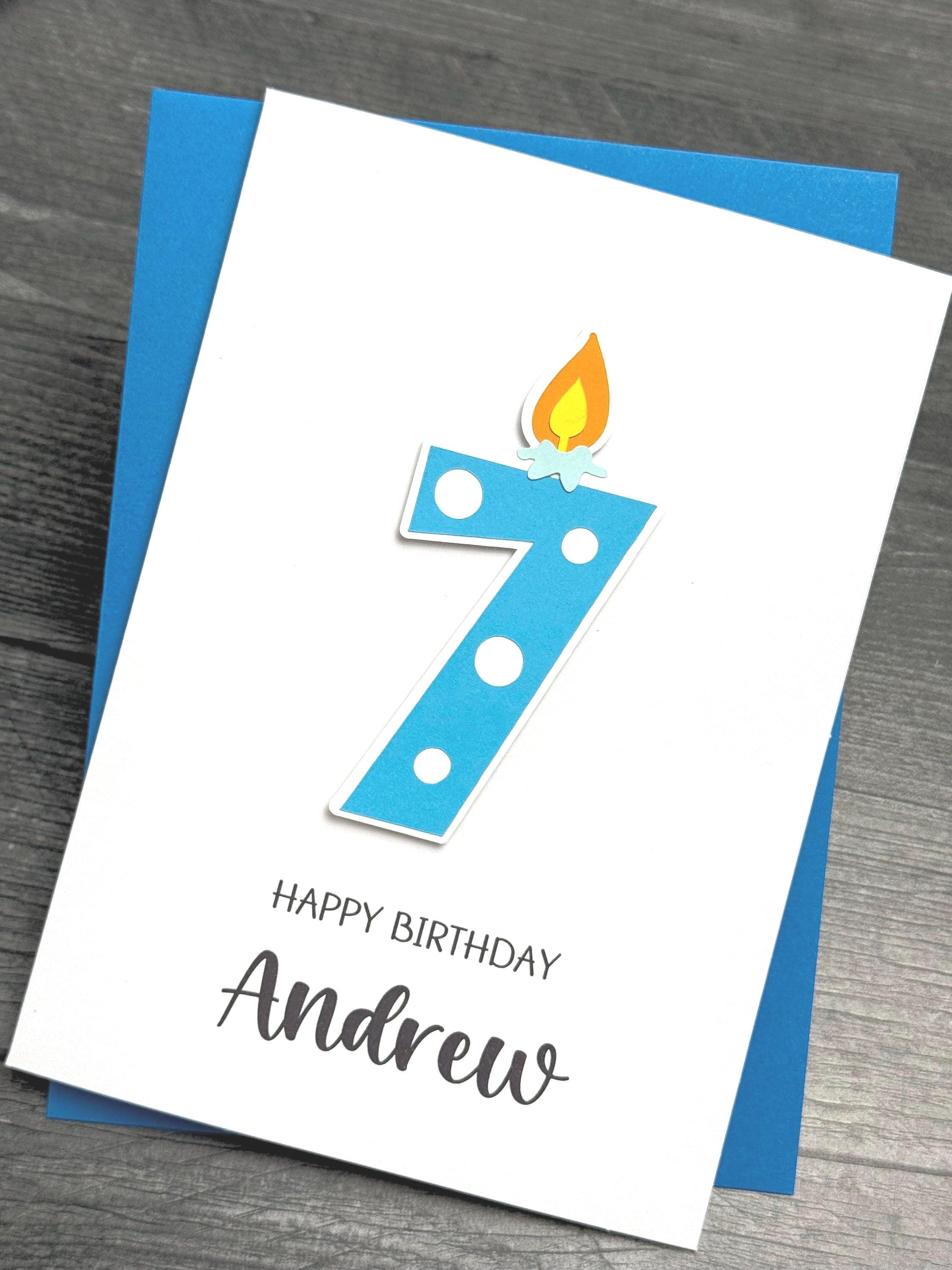 7.ファーストバースデー男の子 7th Birthday Card, Handmade, for Boys or Girls, Personalized