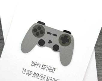 Birthday Card Featuring A Gaming Controller Design, Handmade And Personalized, Friend, Son, Grandson. Customize With Your Own Greeting.