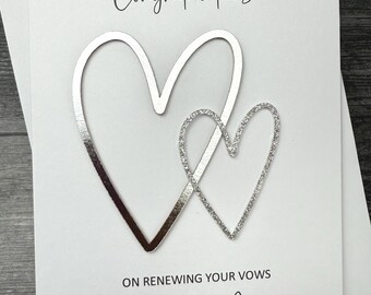 Renewing Your Vows Card With Beautiful Hearts Design, Handmade And Personalized. Available In Various Colors.
