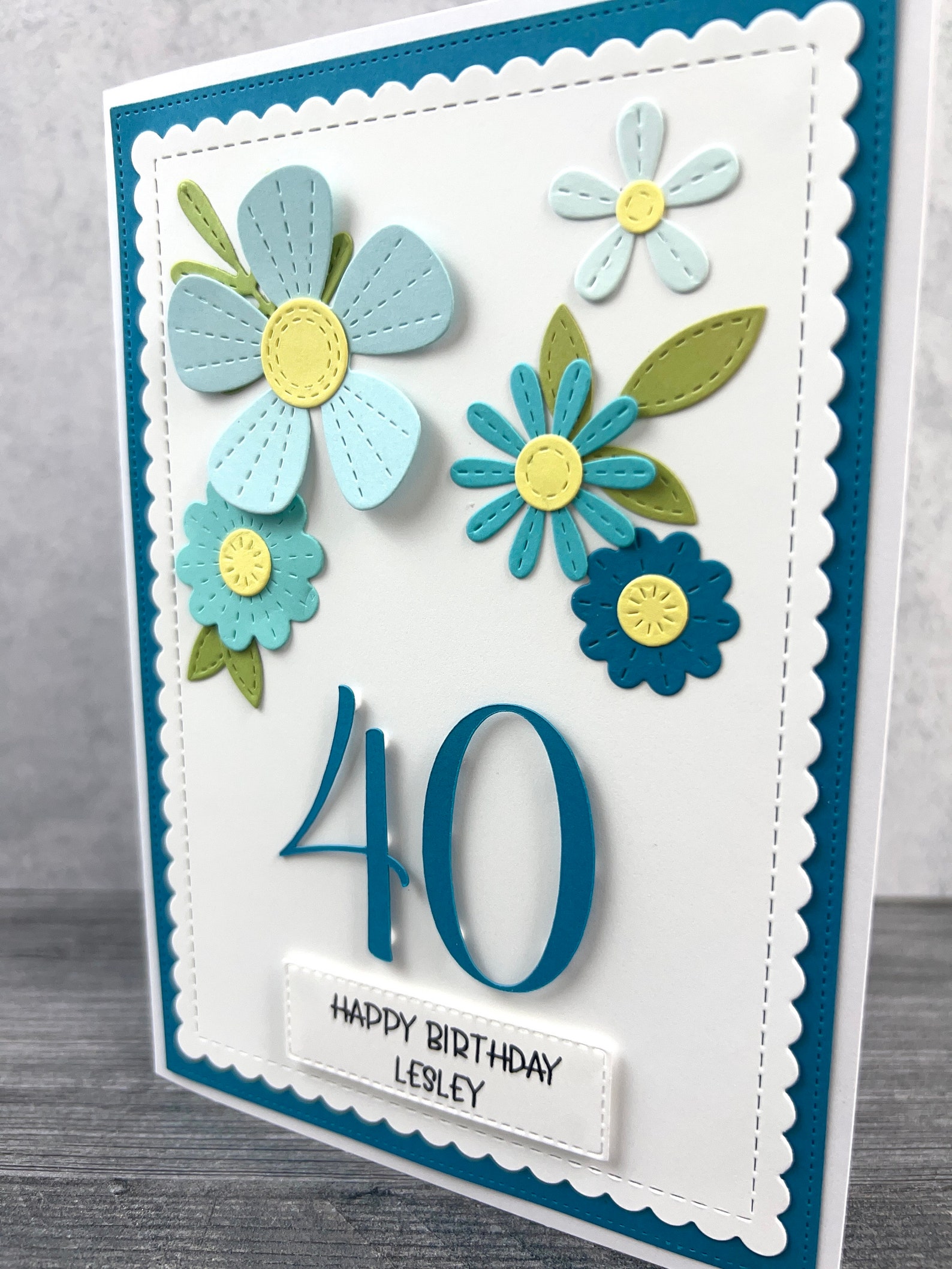 40th Birthday Card, Handmade and Personalized for Her, Beautiful Floral ...