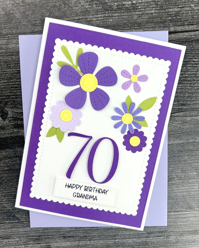 70th Birthday Card, Handmade and Personalized for Her, Beautiful Floral ...