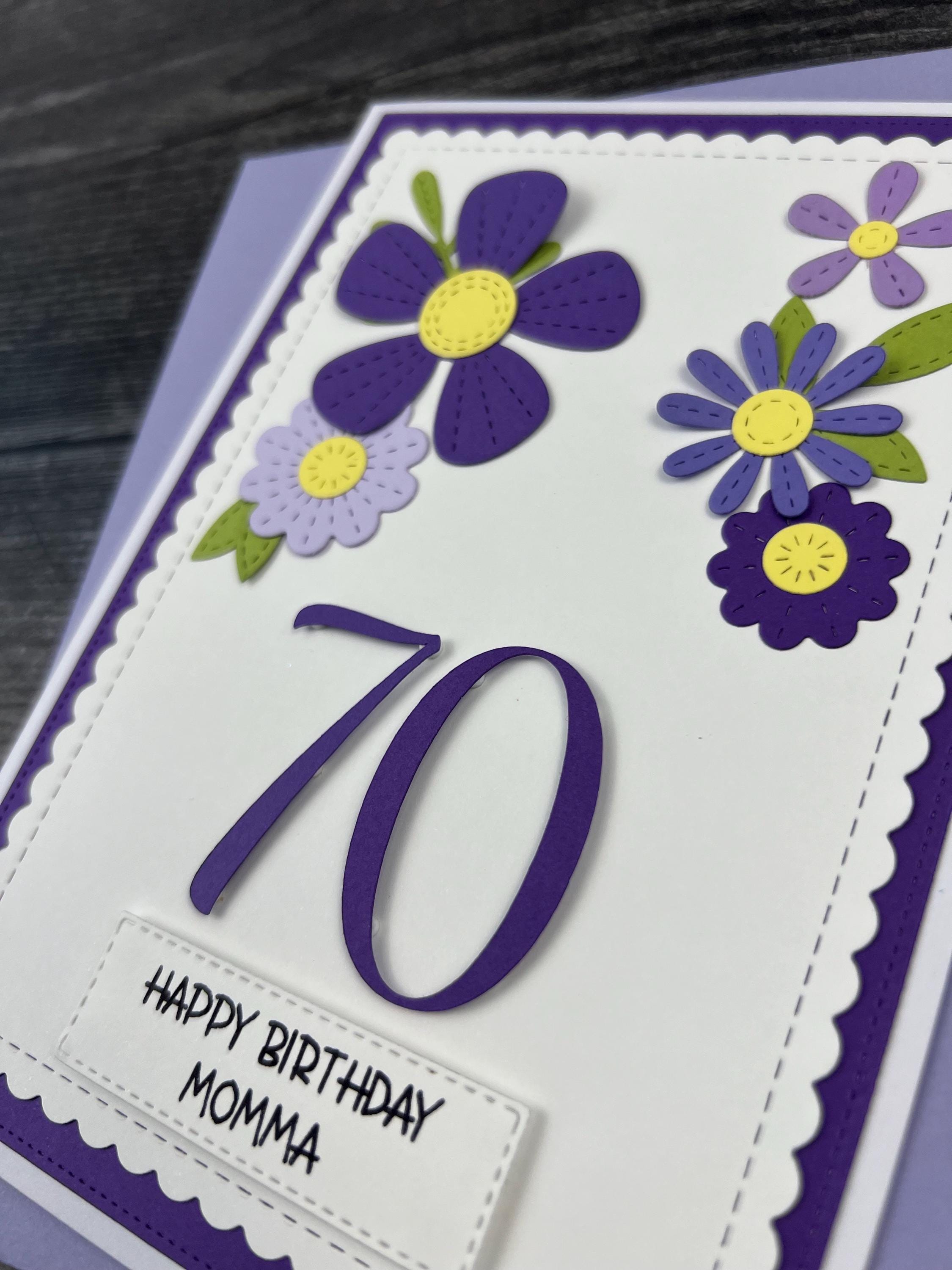 70th Birthday Card, Handmade and Personalized for Her, Beautiful Floral ...