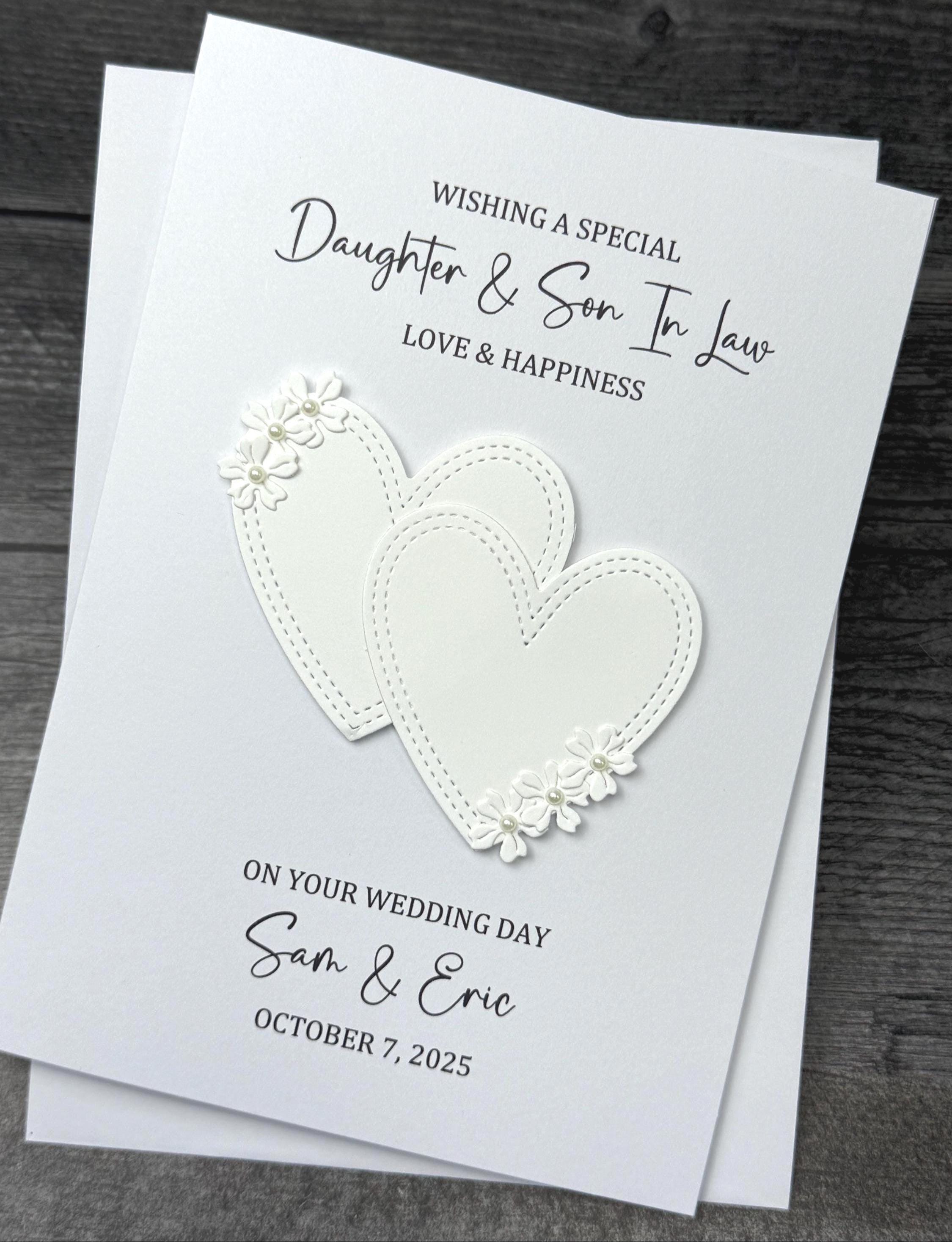 White Cotton Cards Handgefertigte Hochzeitskarte – Für Enkelin & Ehemann, 16 X 16 Cm, Mit Strass, Inkl. Umschlag