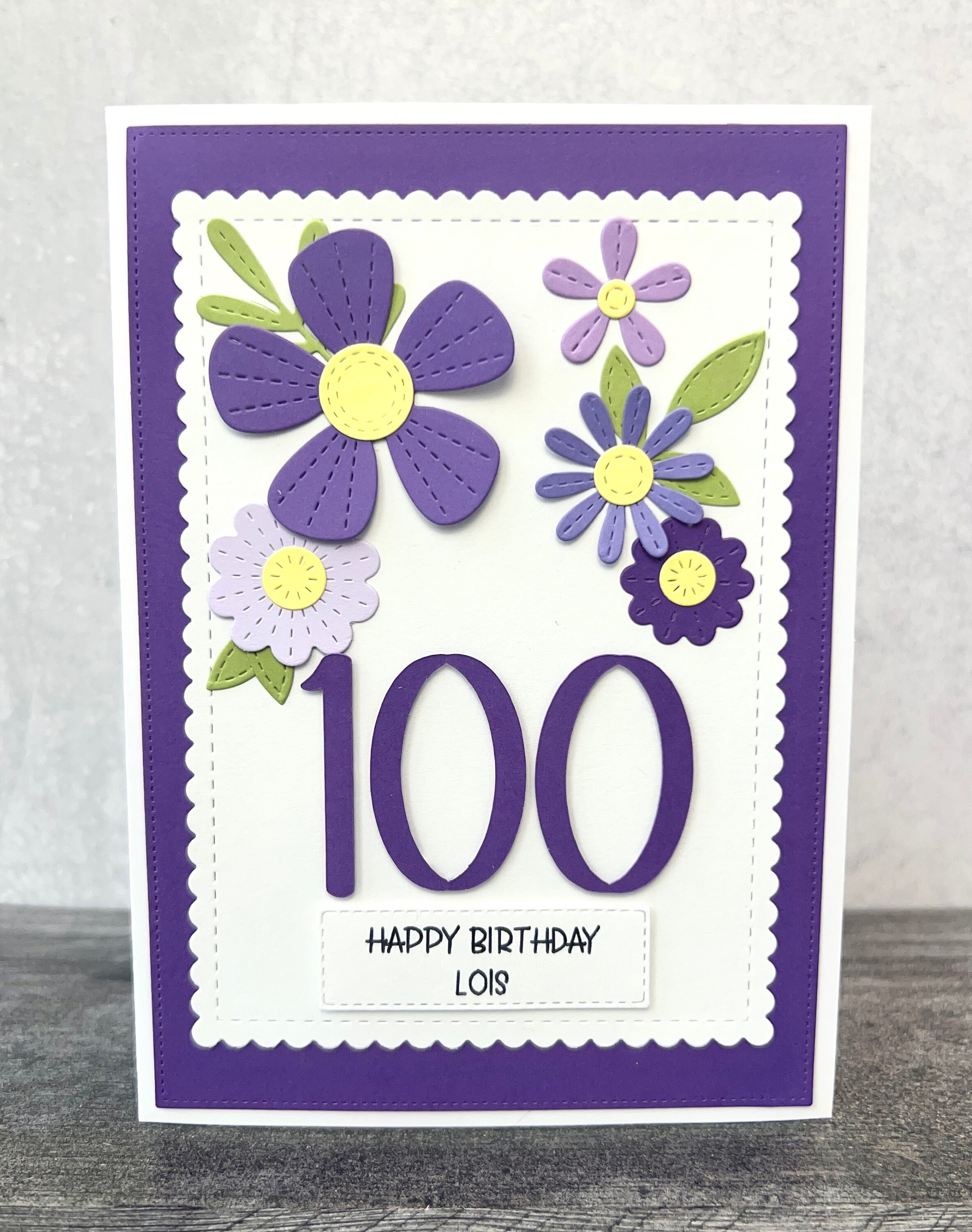 100th Birthday Card, Handmade and Personalized for Her, Beautiful ...