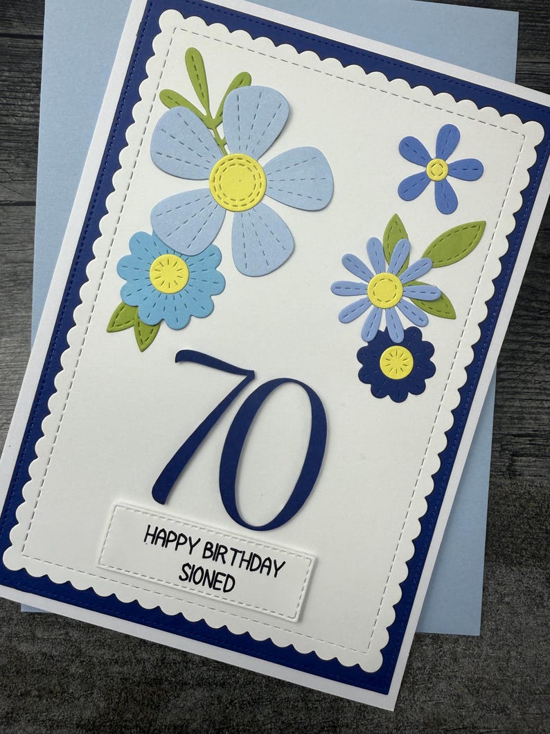 70th Birthday Card, Handmade and Personalized for Her, Beautiful Floral ...